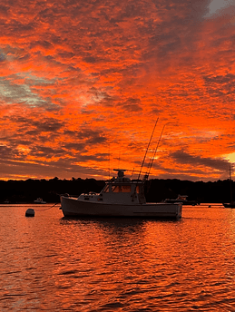 Bloodline Charters Harris Cuttyhunk 36 at sunset – Hyannis, Cape Cod MA